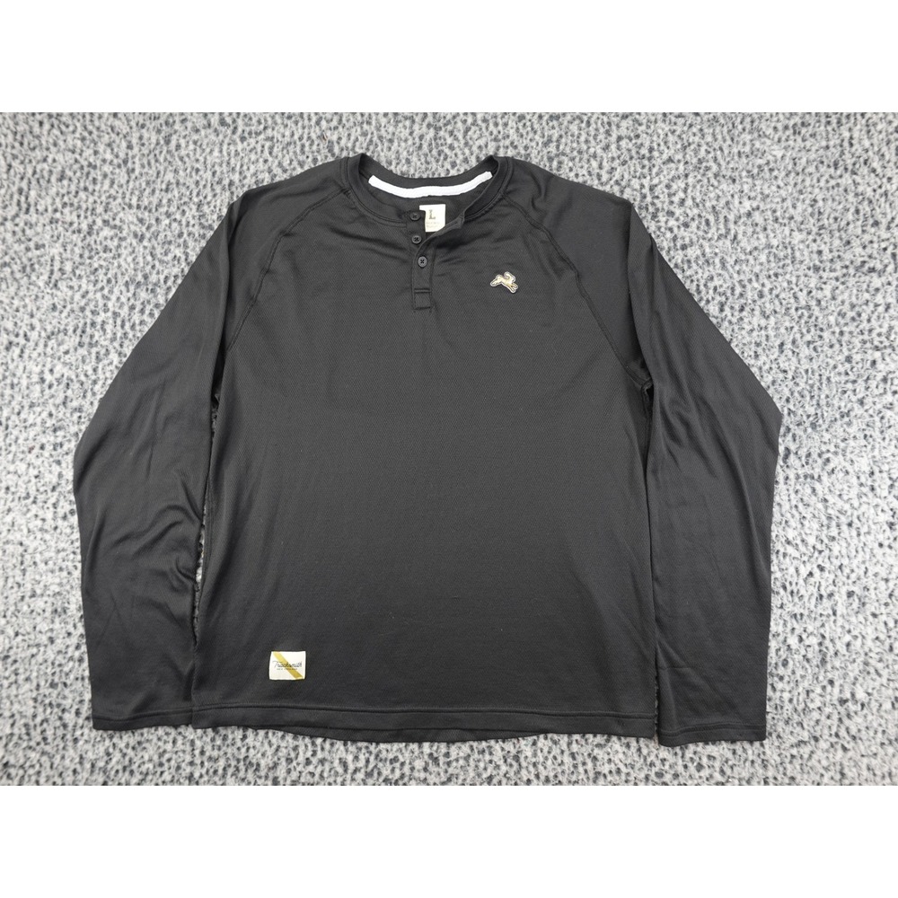 Tracksmith Henley Long Sleeve Mens Large Black Performance Mesh Top